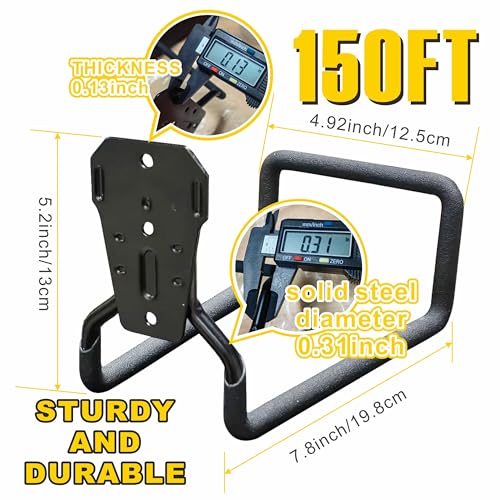 Heavy-duty rust-proof hose hooks for storing water pipes, hoses, cables, trimmers, ladders, buckets, tools | Wall-mounted high load-bearing capacity, non-slip hanger for homes, yards, and farms