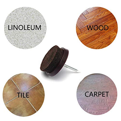 Nail on Felt Pads Furnigear Furniture Pads Nail- Floor Protectors for Furniture Legs 24Pack Chair Felt Pads for Hardwood Floors (1-1/2" (Brown)) - size: 1-1/2" (Round, Brown)