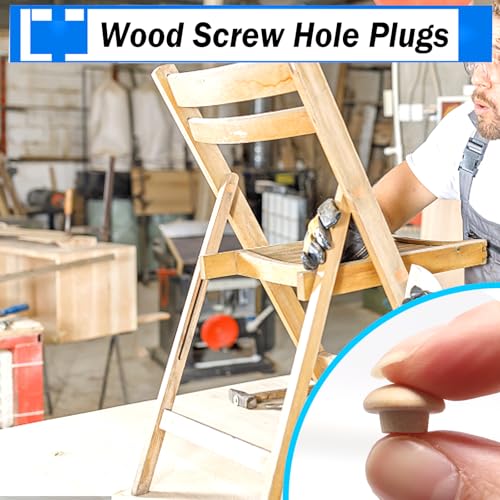 smseace 230Pcs 7-Sizes Wood Plugs 3/16" 5/16"，3/8"，1/2" Wooden Hole Plugs for Holes in Furniture/Table and Chair Legs/Cabinet Reserved Holes/Outdoor Equipment Wood Plugs Assortment Kit - style: Button+Round Wood Plugs