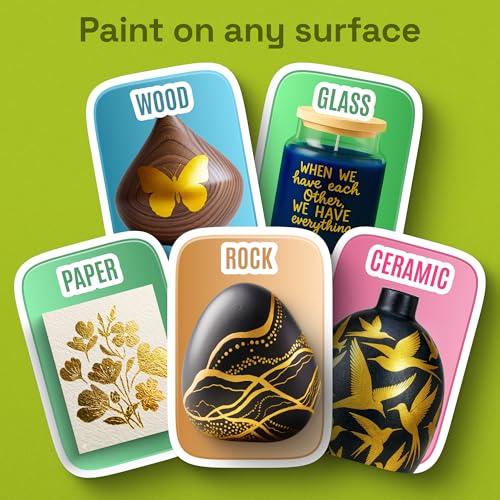 ARTISTRO 12 Gold Acrylic Paint Markers - Paint Pens for Drawing, Brush + Fine Tips - For Fabric, Rock, Glass, Wood, DIY - Art & Craft Supplies for Adults, Teens, Kids - Teacher Appreciation Gift - style: Gold