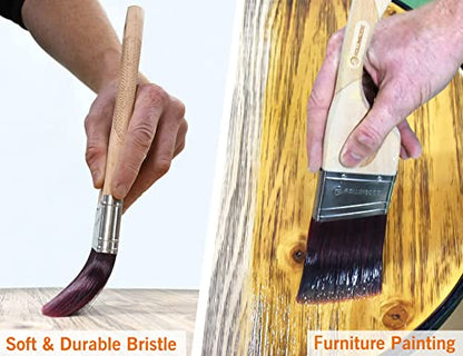 ROLLINGDOG 2 1/2 Inch (63.5mm) Angular Paint Brush with Ergonomic Well Balanced Claw Shaped Beech Wooden Handle, Easy Clean Premium Synthetic Filaments, Perfect for Cutting in and Other Detail Work - color: 2.5" Medium Bristles（pack of 1）