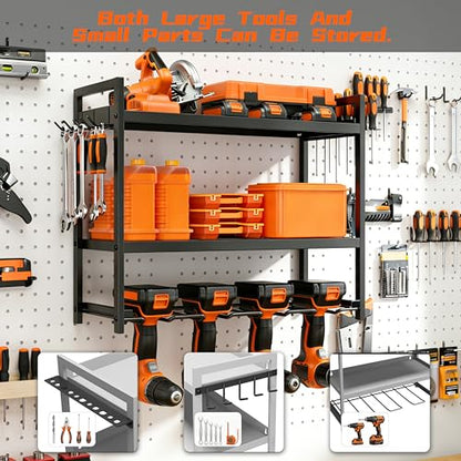 Tool Organizer–drill rack-Wall Mounted–3-Tier–66 lb Capacity–Suitable for Cordless Tool Storage