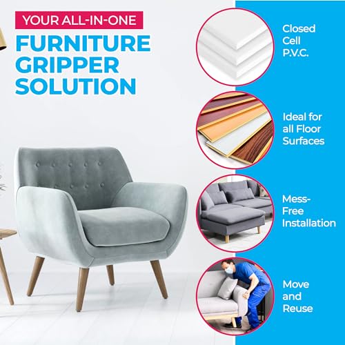 Stay! Anti Slip Furniture Pads (Set of 4) - Square Furniture Stoppers to Prevent Sliding for Hardwood Floors and Carpets - Non Skid Furniture Grippers - Table & Couch Leg Floor Protectors, 6 Inch - size: 6 Inch