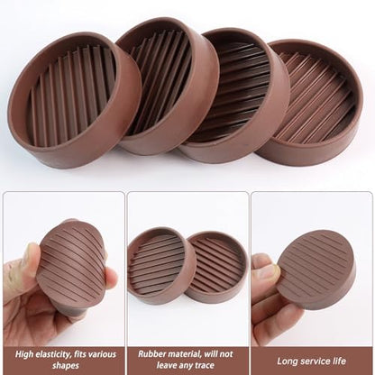 4 Pack Rubber Caster Cups, 2 X 2 Round Rubber Feet for Furniture, Non Slip Furniture Pads for Hardwood Floors, Bed Stoppers to Prevent Sliding, Couch Stoppers with Grippers - color: Brown