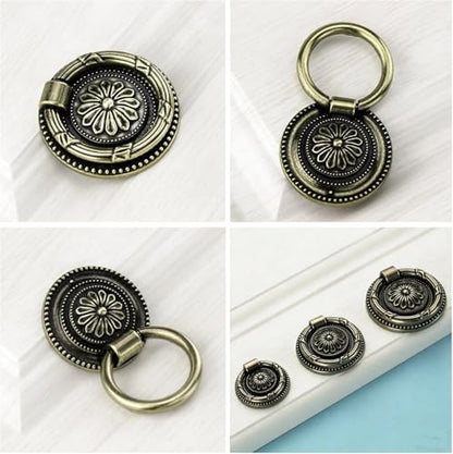 6PCS Drop Ring Handles Dresser Ring Pull Brass Oil-Rubbed Bronze Cabinet Cupboard Pulls Drawer Ring Handle Knobs (Bronze, 1.8in/46mm) - color: Bronze, size: 1.8 inches