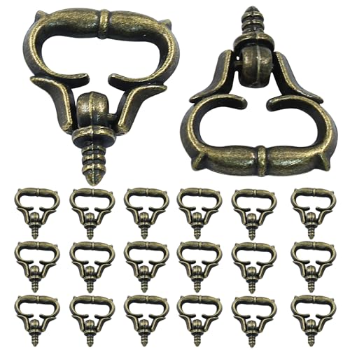 Piutouyar 20 Pcs Mini Pull Handles, Antique Bronze Cabinet Handles, Self-Tapping Screws Knobs, Metal Small Drawer Pulls for Jewelry Box Cupboard Wardrobe Dresser Furniture Hardware Decorative Knobs - color: Bronze