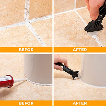 Saker Silicone Caulking Tools-3 in 1 Sealant Finishing Tool Grout Remove Scraper Caulk Remover Glass Glue Angle Scraper for Bathroom,Kitchen,Floor,Window,Sink Joint,Frames Seal (Black Blue) - style: Classic with Scraper