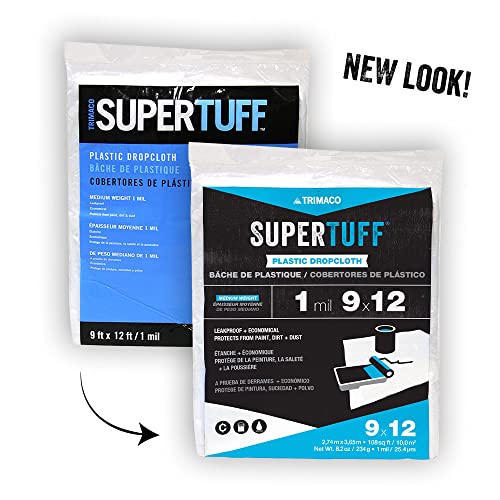 Trimaco SuperTuff 1 mil Plastic Dropcloth, 9-feet x 12-feet - 3303 - size: 9-feet x 12-feet, style: 1 mil