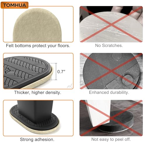 Furniture Sliders for Hardwood Floors Felt-4 Pack 9-1/2" Oval Reusable Furniture Slider with Extra Thick Design - Heavy-Duty Furniture Movers - Beige Felt Sliders Effortless Moving - color: Beige 4pcs