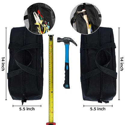 MELOTOUGH Canvas Utility Tool Tote bag Combo Kit-Includes 2 Medium Tool Organizer Bags for Electrician, Plumbing, Gardening, HVAC & More (14 inch,Black) - color: Black