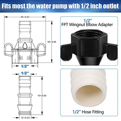 Dreyoo 1/2 Inch x 14 NPT Barb Elbow and Straight Swivel Adapter RV Water Pump Fittings with Thread Seal Tape, Female Threaded Pex for Strainer (Straight) (Dreyoo-Fittings-2354)