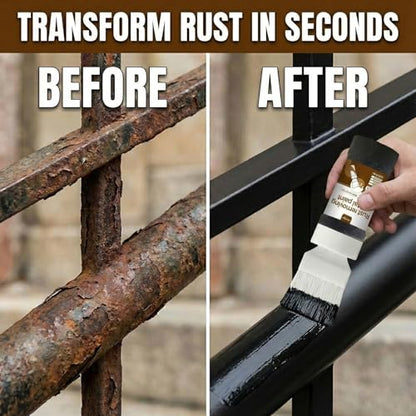 Black 2-in-1 Rust Converter & Touch Up Paint, 6.35 Fl oz, Rust Inhibitor & Anti-Rust Coating for Metal, Automotive, Chassis, UV Resistant - color: Metallic Black