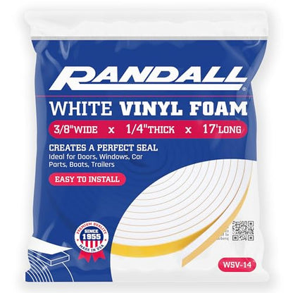 Weather Stripping Foam Tape, 17 Ft Door Seal Strip, EVA Material, High Density 1/4" Thick, No Residue Adhesive, Weatherproof Door Seal Strip for Sliding Door, Windows, White (3/8" Wide) - size: 3/8" Wide