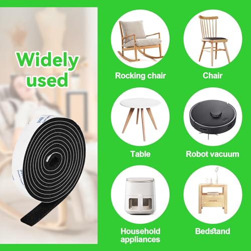 Black Felt Tape Pack, 4 Rolls 1/2x60 Inches, Furniture Felt Strips with Adhesive Backing - size: 4 Rolls 1/2x60 inch