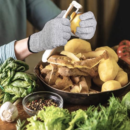 Kitchen Work Safety Protection Anti-Cutting Gloves Grade 5 Wear Resistance,Peel The Shell, Cut The Meat - color: Grey 1, size: Large
