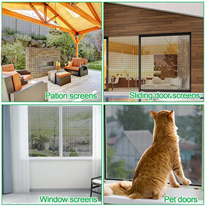 QWR Pet Proof Window Screen Replacement Kit, 39"x118" Durable High Hardness Screen Mesh Replacement Window Screens Repair Kit for Sliding Screen Door,Patio and Windows.(Folded Package with Tool Kit) - size: 39''x 118''-folded/With Tool Kit