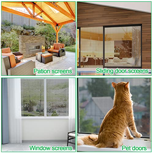 QWR Pet Proof Window Screen Replacement Kit, 48"x118" Durable High Hardness Screen Mesh Replacement Window Screens Repair Kit for Sliding Screen Door,Patio and Windows.(Folded Package with Tool Kit) - size: 48''x 118''-folded/With Tool Kit