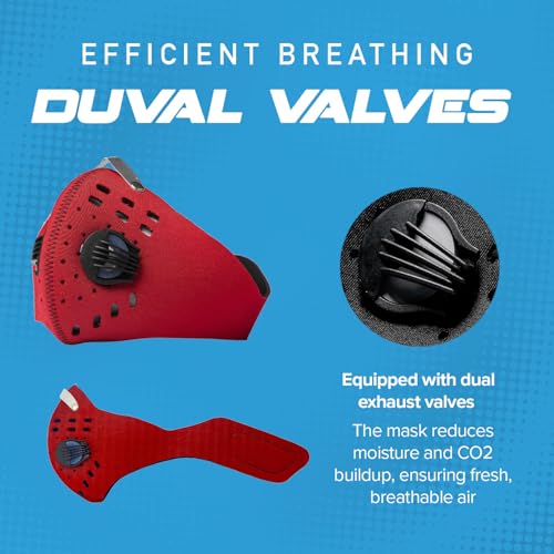 ECO-GEAR Anti Pollution Face Mask with Military Grade Protection | Anti Smoke, Exhaust Gas, Dust & Pollen - color: Red-large