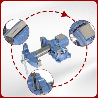 findmall Multipurpose Heavy Duty Multi-Jaw Vise with Swivel Base and Head for Clamping Fixing Equipment - 360-Degree Rotation, Home or Industrial Use (4 inch)