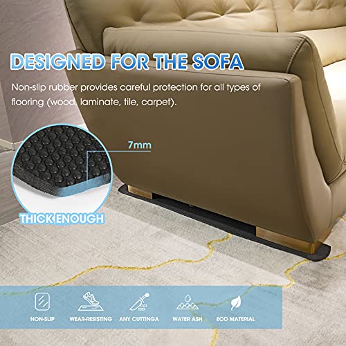 4 Pack Non-Slip Furniture Rail Pads for Recliners,Sofa,couches.Rubber Recliner Chair Floor Protectors,Pads to Keep Furniture from Sliding for Hardwood, Carpet, Marble Floor. 30.5''x3.9'' - size: Black
