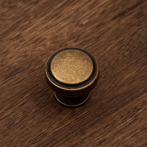 Brushed Bronze Solid Alloy Cabinet Knob Soft-Touch Color 30 Pack Round Knurled Cabinet Handle Hardware Drawer Pulls (20, Antique Brass) - color: Antique Brass