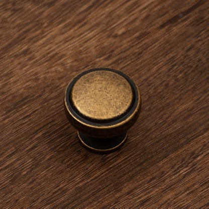Brushed Bronze Solid Alloy Cabinet Knob Soft-Touch Color 30 Pack Round Knurled Cabinet Handle Hardware Drawer Pulls (20, Antique Brass) - color: Antique Brass