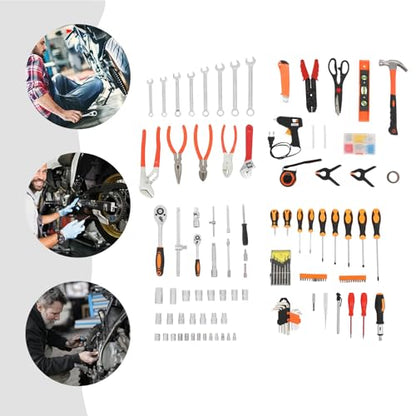 Trolley Case Tool Box Set 187 Pcs Household Hand Tool Kit Mixed Hand Tool Kit Repairing Tool Set for Auto Maintenance Home General Repairing