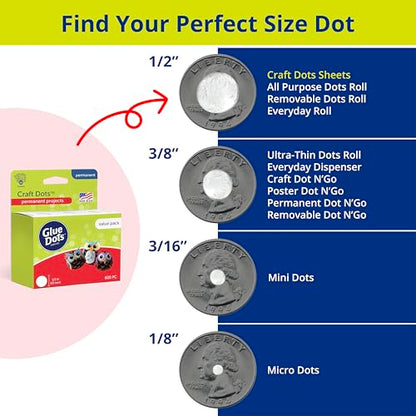 Glue Dots, Craft Dots Value Pack, Double-Sided, 1/2", .5 Inch, 600 Dots, DIY Craft Glue Tape, Sticky Adhesive Glue Points, Liquid Hot Glue Alternative, Clear - style: Value Pack