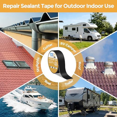 CircleRoad RV Roof Tape Black, 2 Inch X 50 Feet RV Repair Sealant Tape, Stop Camper Roof Leaks, UV-Resistant, Weatherproof and Reliable for Camper, Trailer, Boat (2In-50FT Black) - style: 2In-50FT Black