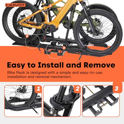 CRAVOT CyberRack S2 Ebike Rack, 300 lbs Capacity Foldable Bike Racks for Tow Hitch Heavy Electric Bike Carrier for 2 E-Bike, Up to 5-inch Fat Tire 2'' Receiver - style: S2-300lbs