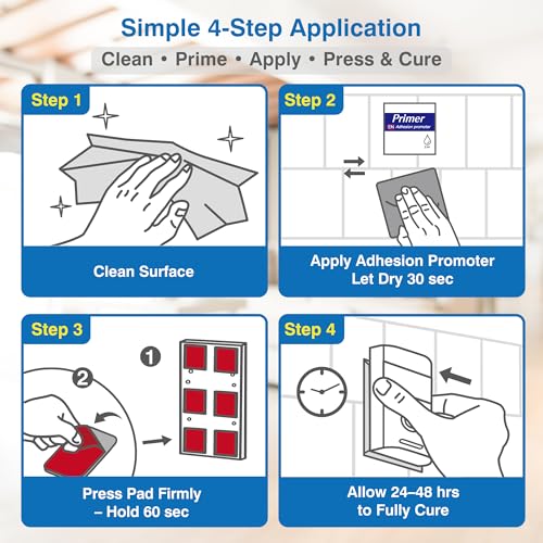 Heavy Duty Double-Sided Adhesive Pads – 48 Pre-Cut Foam Mounting Squares with Adhesion Promoter, Heat & Weather-Resistant Tape for Outdoor Lights, Solar Fixtures, Trim, Home & Automotive Use
