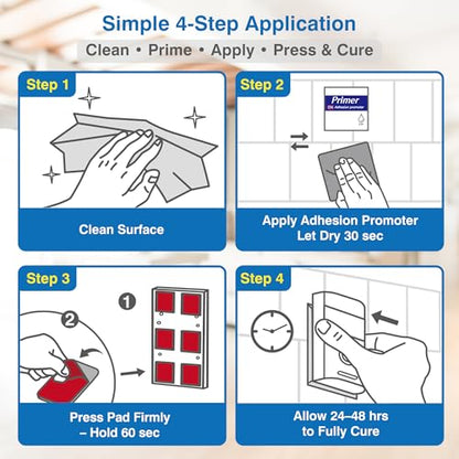 Heavy Duty Double-Sided Adhesive Pads – 48 Pre-Cut Foam Mounting Squares with Adhesion Promoter, Heat & Weather-Resistant Tape for Outdoor Lights, Solar Fixtures, Trim, Home & Automotive Use