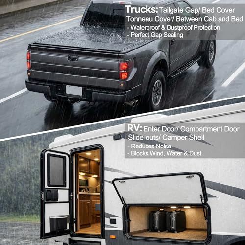 UIOCSSC EPDM Rubber D-Shaped Weather Stripping 26FT RV Door Seal with Strong Self Adhesive, Trailer & Truck Bed Seal, Tonneau Cover, Marine Boat Hatch Gasket, W:0.59"; H:0.61"