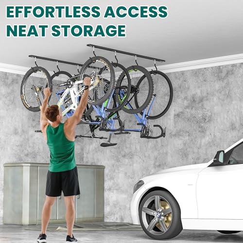 EVERHANGER Ceiling Bike Storage Racks for Garage, Indoor Bike Storage Hanger with Adjustable Bike Hooks for 8 to 16 Bikes - style: For 8 to 16 Bikes