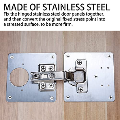 8 Pcs Cabinet Hinge Repair Kit, Stainless Steel Fixing Bracket Plate With Screws/Screwdriver for Kitchen Cupboard Door Furniture