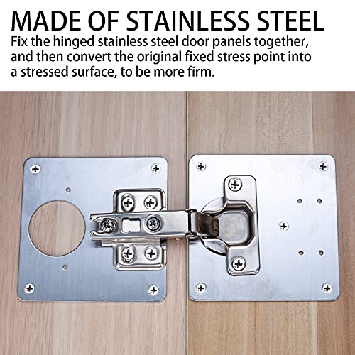 20 Pcs Cabinet Hinge Repair Plates Kits, Kitchen Cupboard Door Hinge Repair Plates, Stainless Steel Hinge Repair Fixing Bracket Plate Kit with Screws/Screwdriver for Kitchen Furniture Cabinet Door