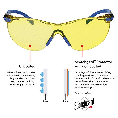 3M Safety Glasses Solus 1000 Series ANSI Z87 Scotchgard Anti-Fog Amber Lens Blue/Black Frame - size: Single, style: Amber Lens, Blue/Black Frame
