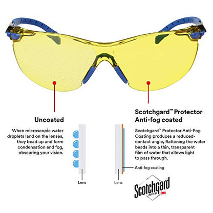 3M Safety Glasses Solus 1000 Series ANSI Z87 Scotchgard Anti-Fog Amber Lens Blue/Black Frame - size: Single, style: Amber Lens, Blue/Black Frame