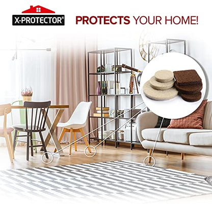 Felt Furniture Pads X-PROTECTOR 133 PCS Premium Furniture Pads - Felt Pads Furniture Feet Best Wood Floor Protectors - Protect Your Hardwood & Laminate Flooring! Brown and Beige - size: 133 PCS Brown & Beige, Round & Square