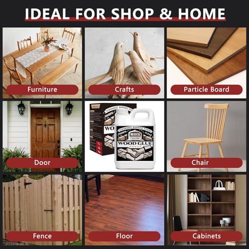 Meuvcol Wood Glue 1 Gallon, Ultimate Wood Glue for Furniture Heavy Duty, Furniture Glue for Woodworking,Crafts, Clear Strongest Glue for Wood, Extra Strength White Adhesive for Cabinets, Chair Legs - size: 4160 g