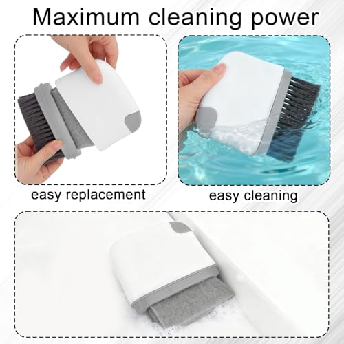 2pcs 2-in-1 Groove Cleaning Brush, 2025 Upgraded Crack Cleaner Tool Handheld Grout Brush for Window Tracks Sliding Doors Sills Tile Lines (Light Gray) - color: Light Gray