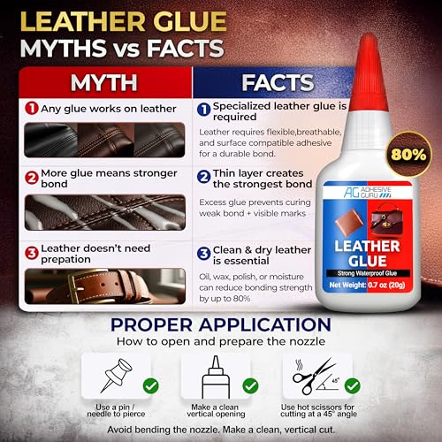 Adhesive Guru Leather Glue (4x0.7 oz) Super Glue for Purses, Sofas and Furniture Repair, Ideal for DIY, Upholstery and Leathercraft. Waterproof, Compitable with Aerosol Accelerator - 4 Pack - size: 4 Pack, style: Leather Glue