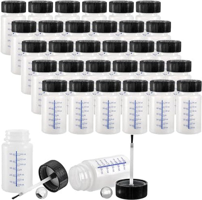 Coloch 30 Pack 2 Oz Paint Touch Up Bottles with Child-safe Lid and Applicator Brush, Plastic Touch-up Leftover Paint Container with Mixing Ball for Fixing Wall, Stone Chip, Scratches, Car Surface
