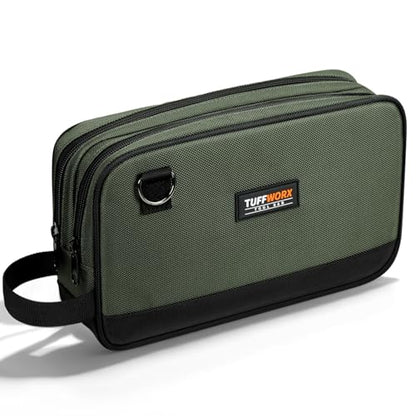 Tool Bag, 12" Small Tool Pouch Waterproof 600D Dual Compartments Tool Organizers and Storage Box,Electrician Mechanic Men Dad Gifts(Grey) - color: Gray
