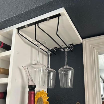 10.8 Inch Black Wine Glass Rack, Under Cabinet Wine Glass Holder Stainless Steel Stemware Rack - Hanging Stemware Holder for Cabinet Kitchen Bar, Set of 4 - color: Black, size: 10.8 Inch 4 Pack