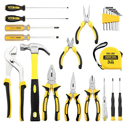 DOWELL 24 Pieces Homeowner Tool Set, Home Repair Hand Tool Kit with Portable Tool Bag - size: 24PCS