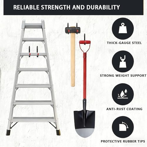 6 Pack Garage Hooks Heavy Duty with EVA Pads and Rubber End Caps, 4.64inch Steel Kayak Storage Hooks for Hanging Bikes, Ladders, Folding Chairs and Garden Tools - size: 4.64in