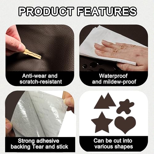 Leather Repair Tape,3.9 x 63 Inches Self Adhesive Leather Repair Patch,Vinyl Leather Repair Kit for Furniture,Couches,Car Seats,Sofas,Office Chairs,Dark Brown - color: Dark Brown, size: 3.9*63inch