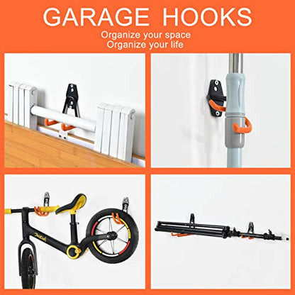 AOBEN Garage Hooks Heavy Duty, Steel Garage Storage Hooks, Utility Tool Hangers and Combinable Wall Mount for Organizing Ladders, Bikes, Hoses, and More Equipment (Large J, 4 Pack) - size: Large J Hooks, 4 Pack