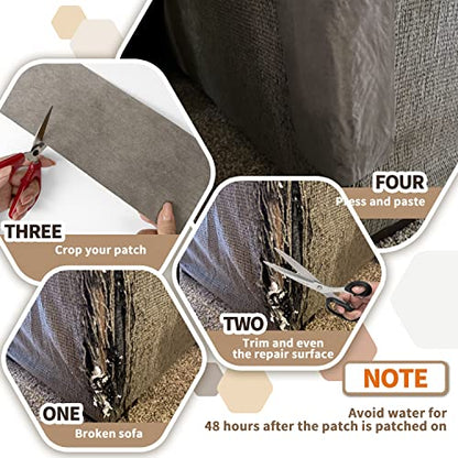 Azobur Sofa Fabric Repair Patch, Oversized Microfiber Patch，Self Adhesive Fabric Sofa Patch Repair Fabric,Super Cost-Effective Combination (Gray) - color: Gray, size: 9.5" x 40"-1 PCS